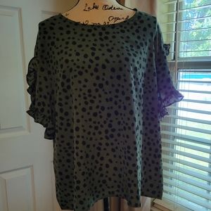 Green and black cheetah blouse